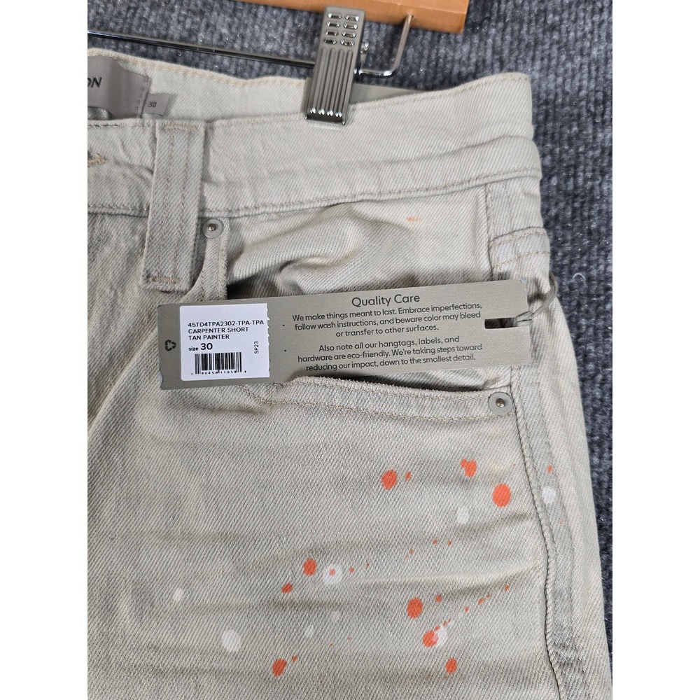 NEW Hudson Men's Carpenter Shorts Tan Painter Distressed Size 30 splatter paint‎ - Picture 3 of 14